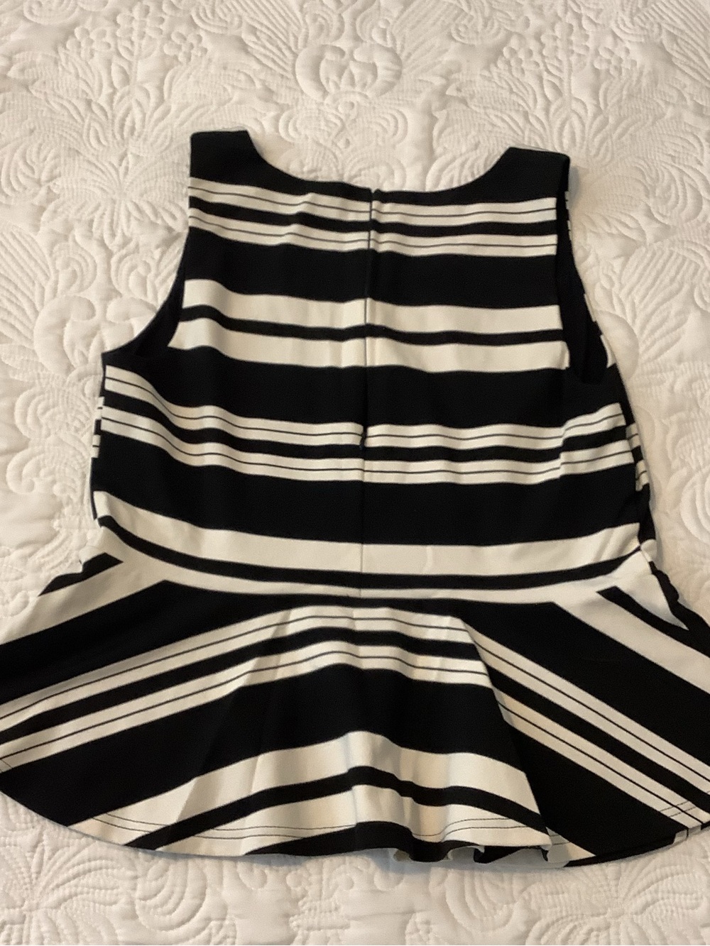 INC International Concepts Black and White Striped Peplum Crop Top - Picture 2 of 4